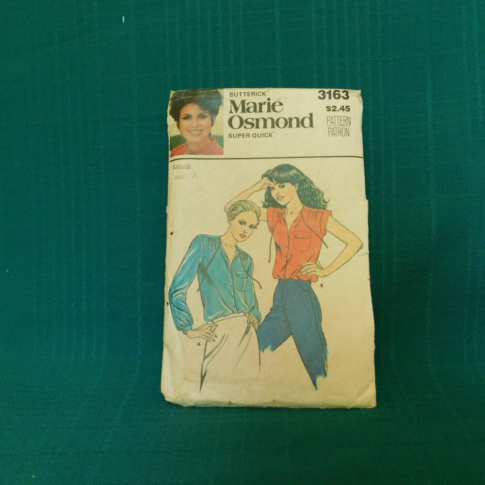 Butterick 3163 Marie Osmond Blouse Pattern – Vintage 1980s Sewing, Size 8-10-12